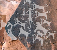 Rock art with dogs