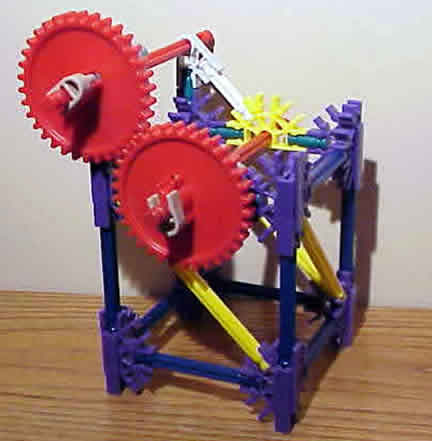 Gear box with two gears the same size