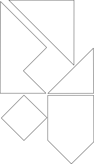 Five piece square puzzle pieces