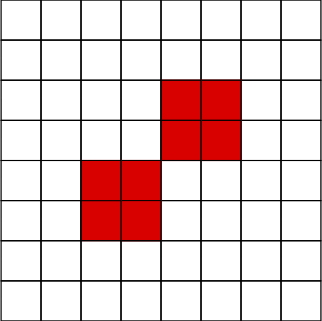 64 squares with 8 red